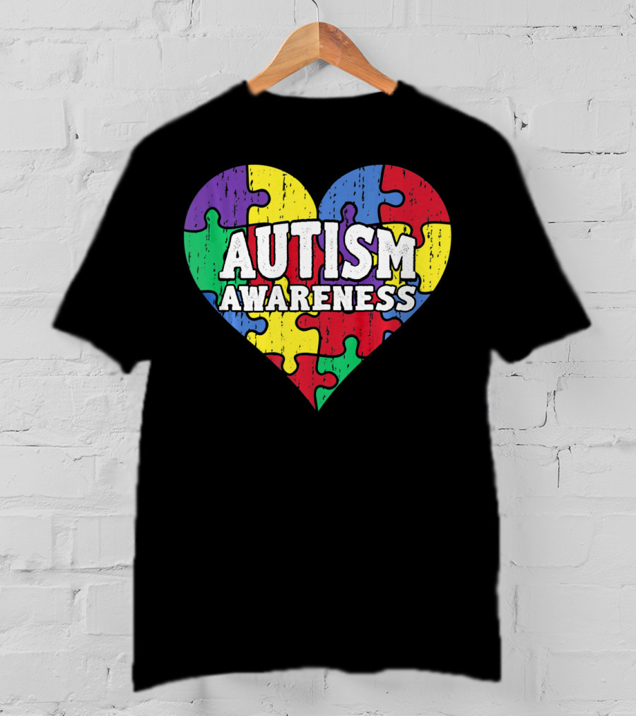 Autism Awareness Heart Puzzle Pieces T-Shirt