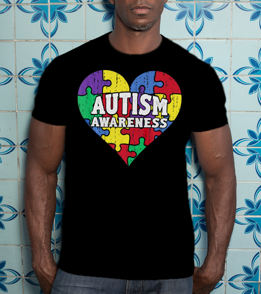 Autism Awareness Heart Puzzle Pieces T-Shirt