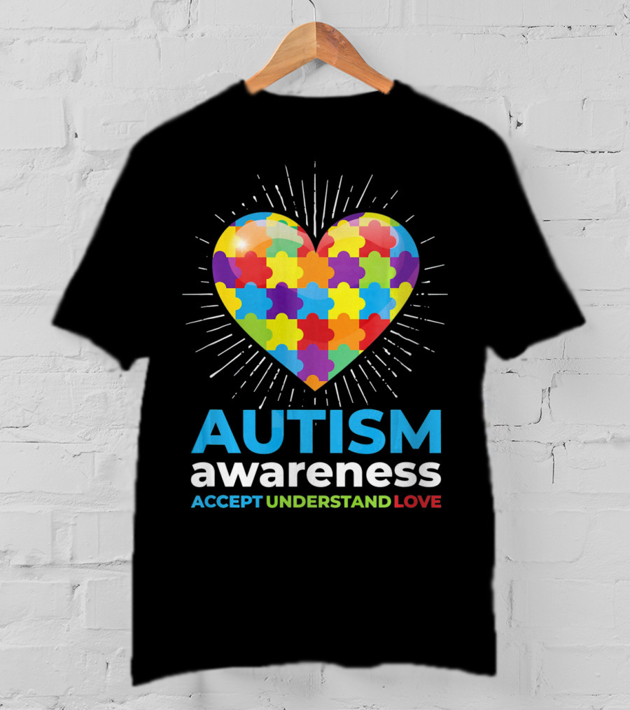 Autism Awareness Day Heart Puzzle Accept Understand Love T-Shirt