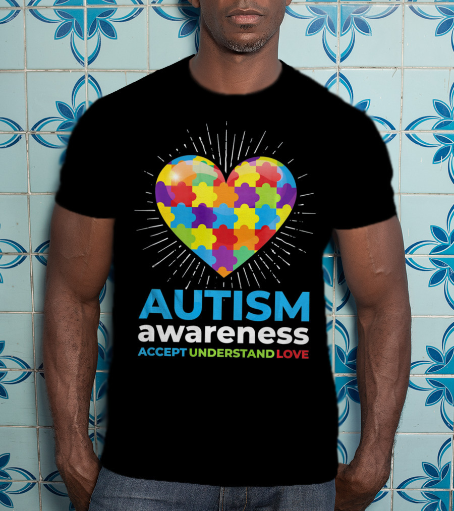 Autism Awareness Day Heart Puzzle Accept Understand Love T-Shirt