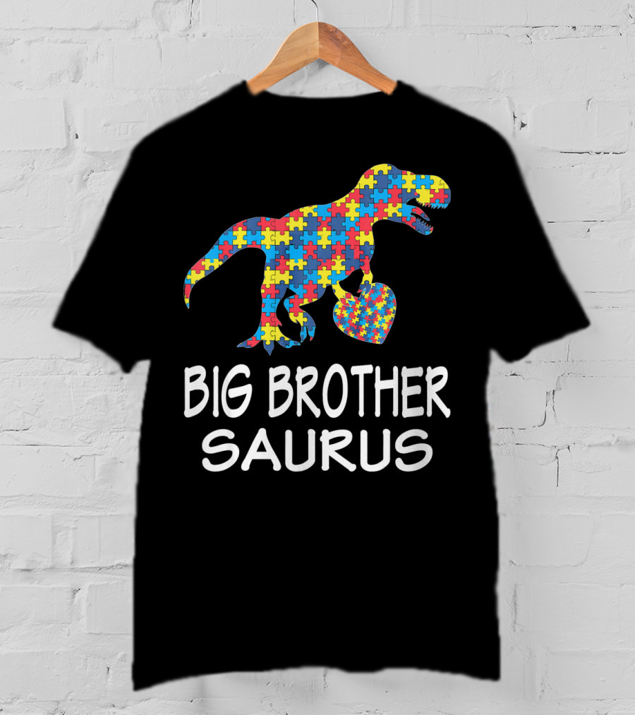 Big Brother Saurus Autism Puzzle Dinosaur T-Shirt