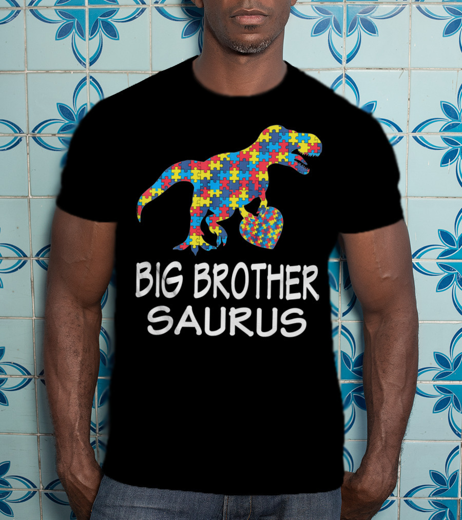 Big Brother Saurus Autism Puzzle Dinosaur T-Shirt