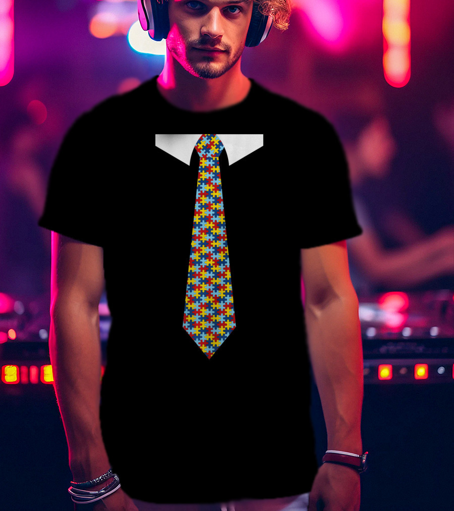 Autism Awareness Puzzle Tie T-Shirt