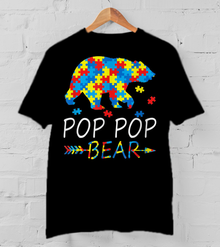 Pop Pop Bear Puzzle Autism Awareness Mens T-Shirt