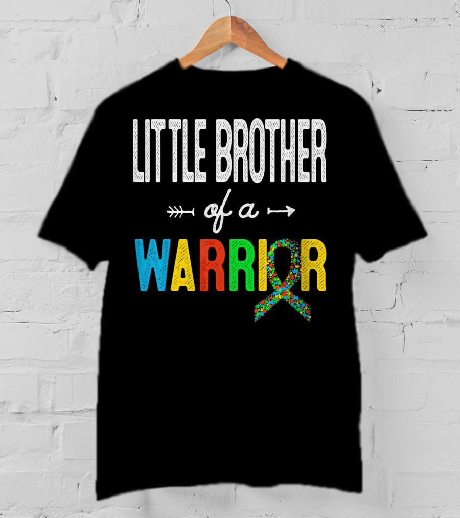 Little Brother Of A Warrior Autism Awareness Puzzle T-Shirt