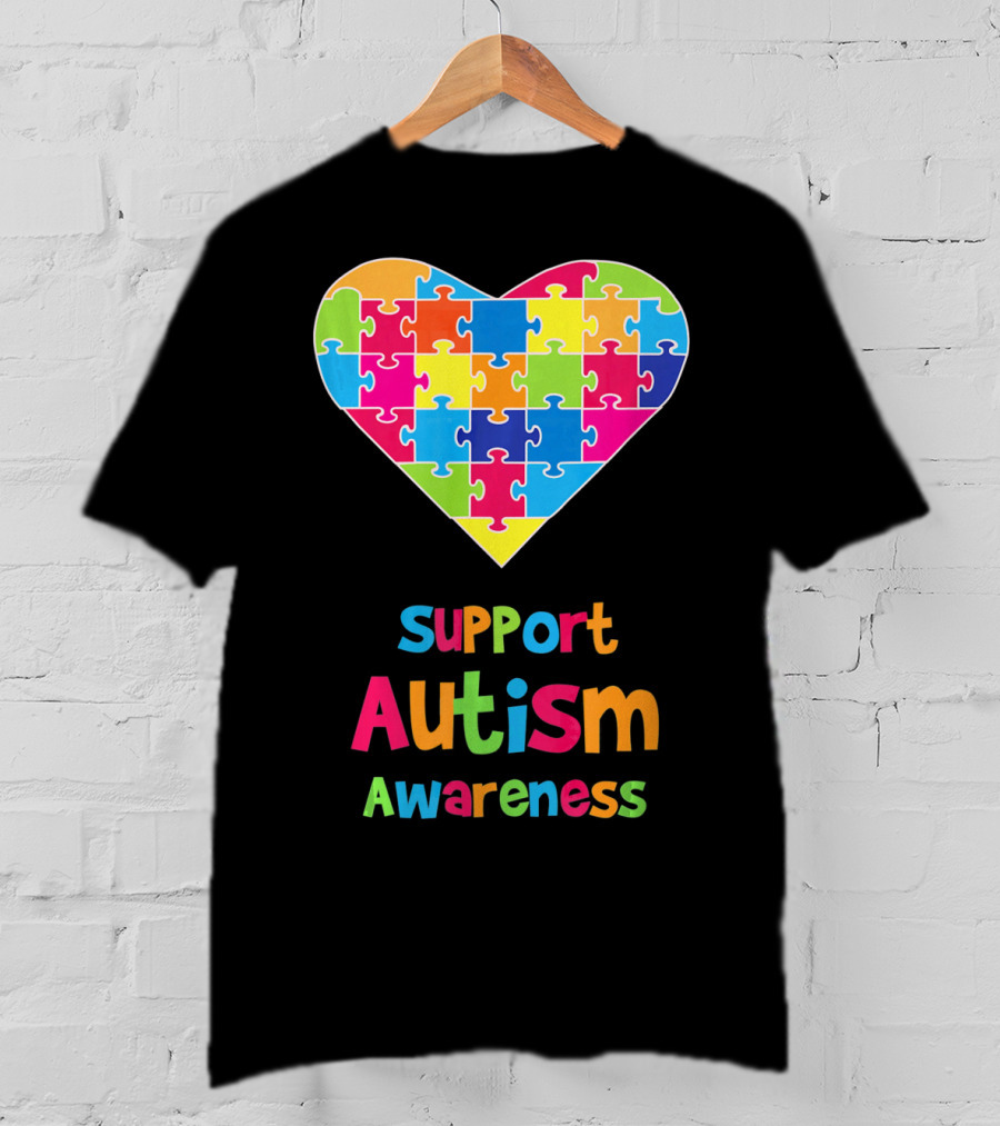 Support Autism Awareness Heart Puzzle T-Shirt