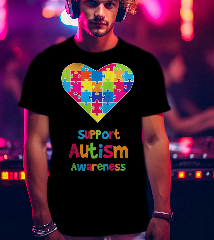 Support Autism Awareness Heart Puzzle T-Shirt