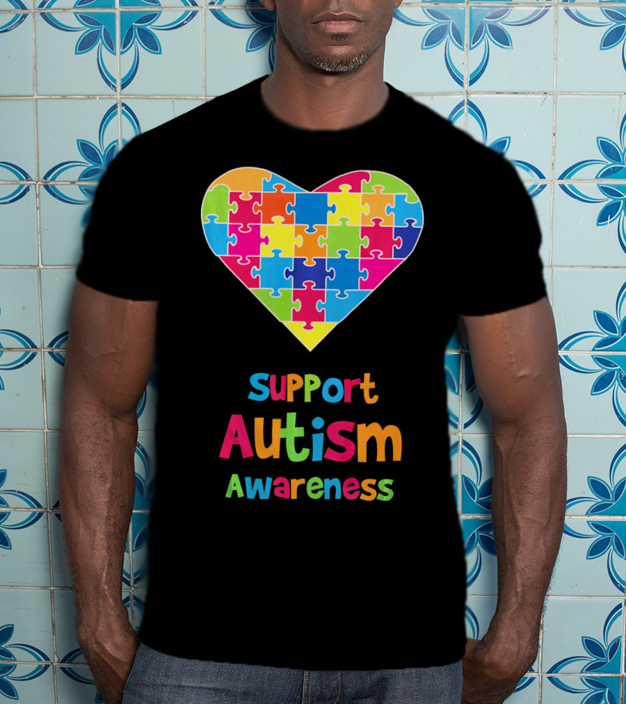 Support Autism Awareness Heart Puzzle T-Shirt
