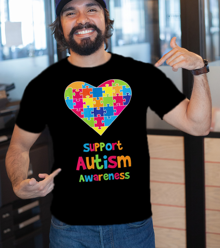 Support Autism Awareness Heart Puzzle T-Shirt