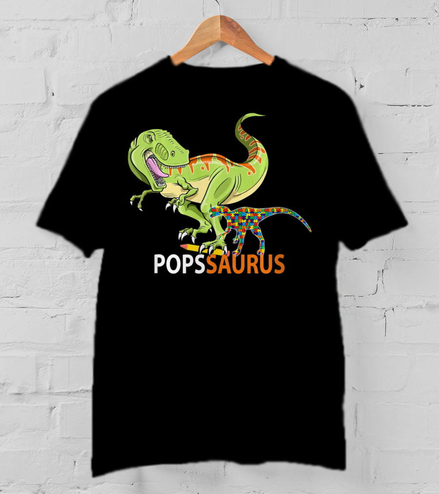 POPS Saurus Auntsaurus Autism Dinosaur Puzzle T-Shirt