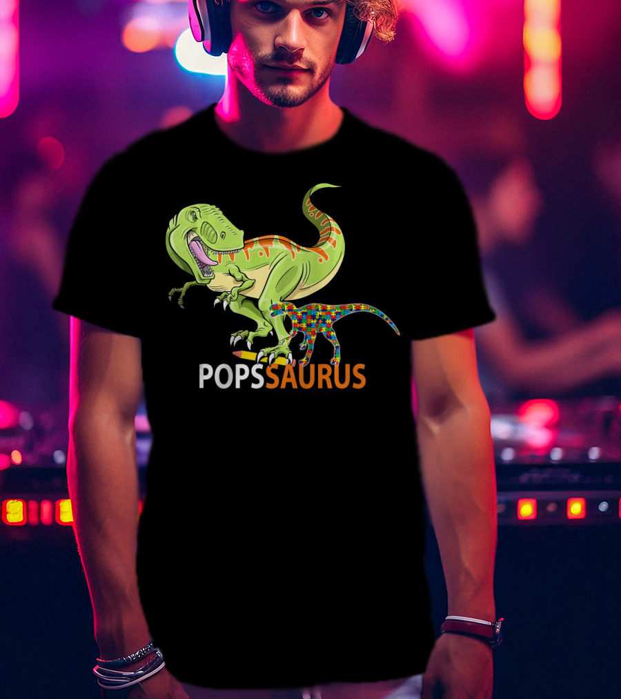 POPS Saurus Auntsaurus Autism Dinosaur Puzzle T-Shirt