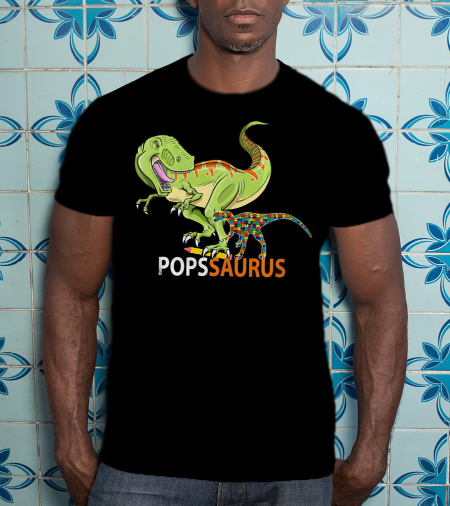 POPS Saurus Auntsaurus Autism Dinosaur Puzzle T-Shirt