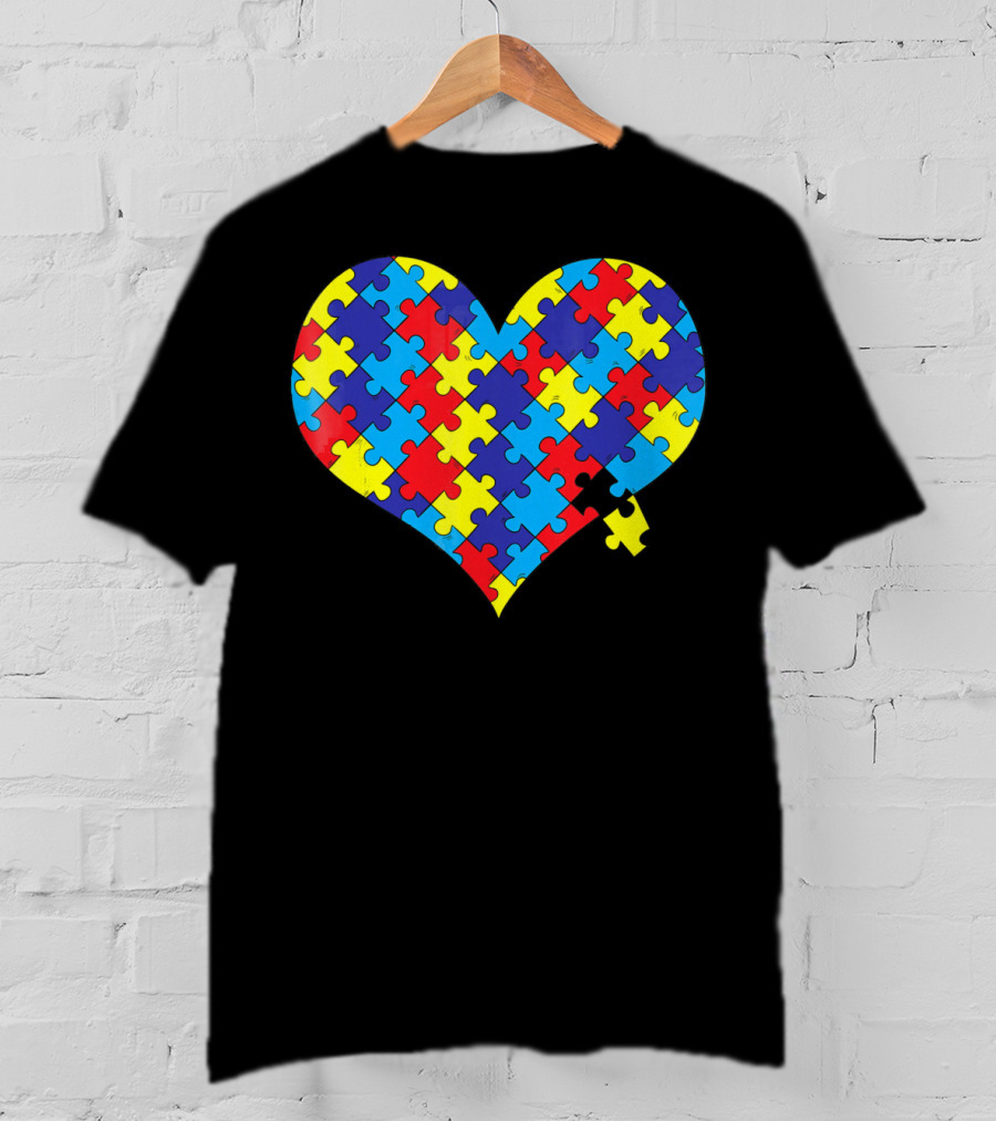 Colorful Autism Awareness Heart Puzzle T-Shirt