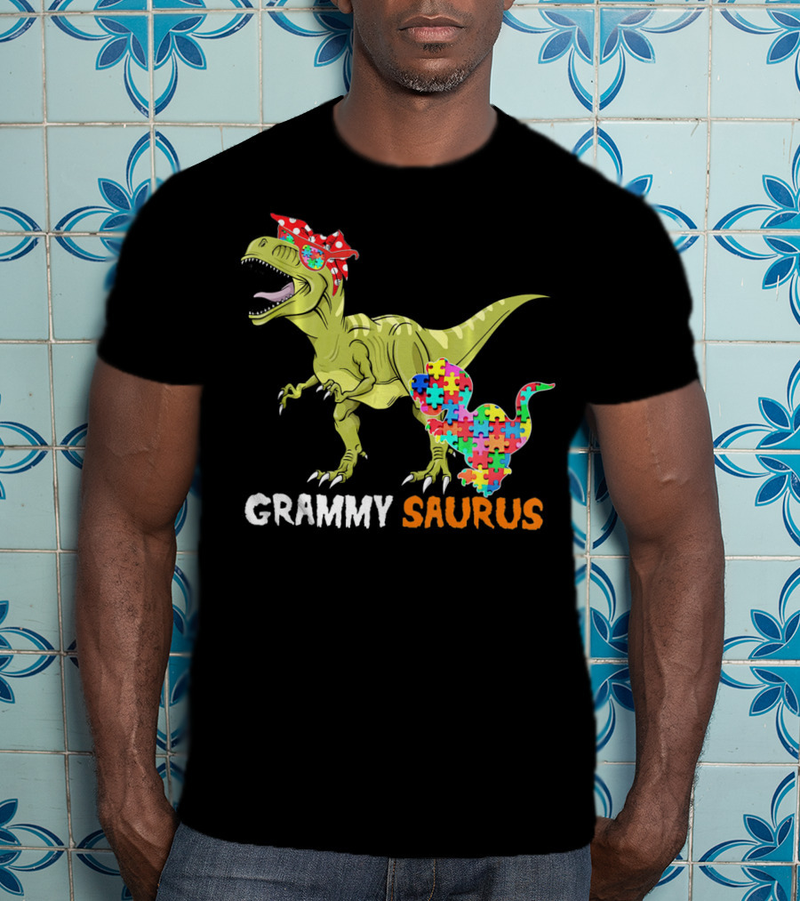 Grammy Saurus Dinosaur Puzzle Piece Hug T-Shirt