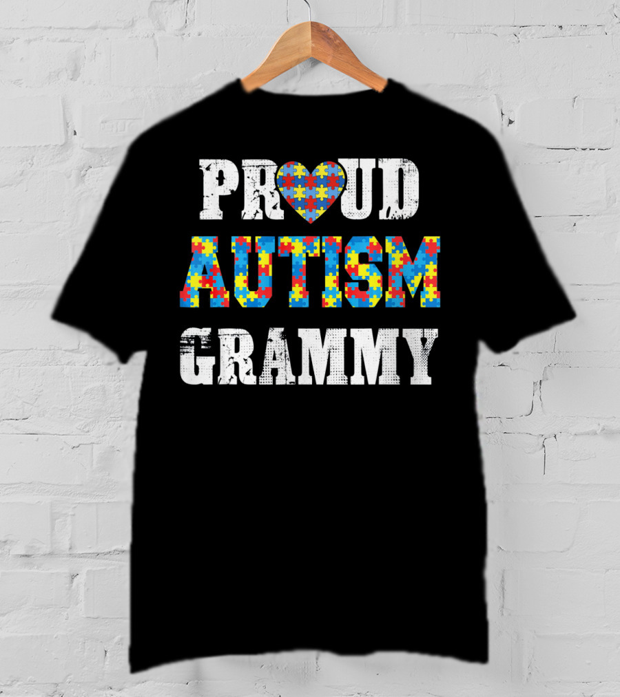 Proud Autism Grammy Puzzle Piece Heart Autism Awareness T-Shirt