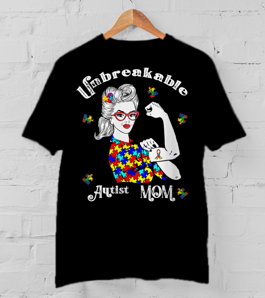Unbreakable Autist Mom Puzzle Piece T-Shirt
