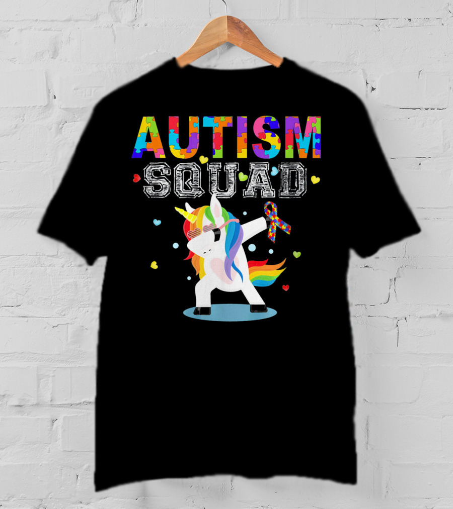 Autism Squad Unicorn Ribbon Autism Awareness T-Shirt