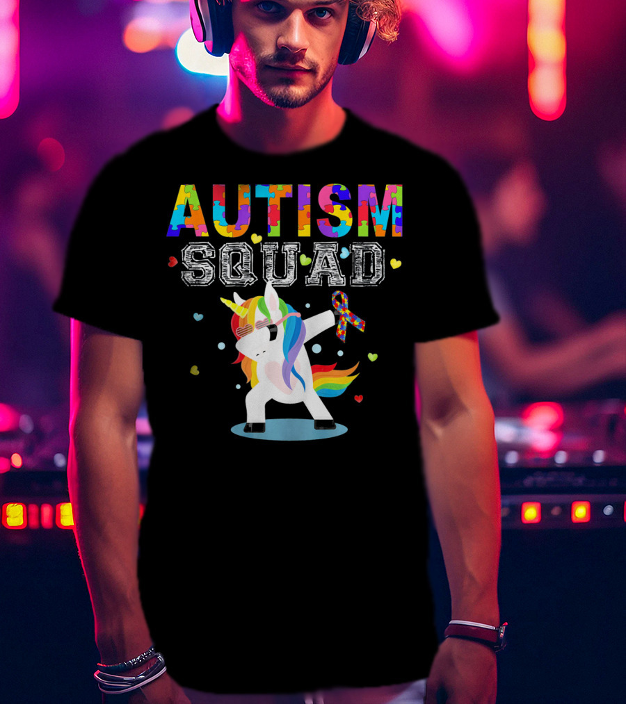 Autism Squad Unicorn Ribbon Autism Awareness T-Shirt