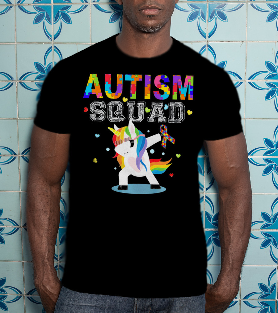 Autism Squad Unicorn Ribbon Autism Awareness T-Shirt