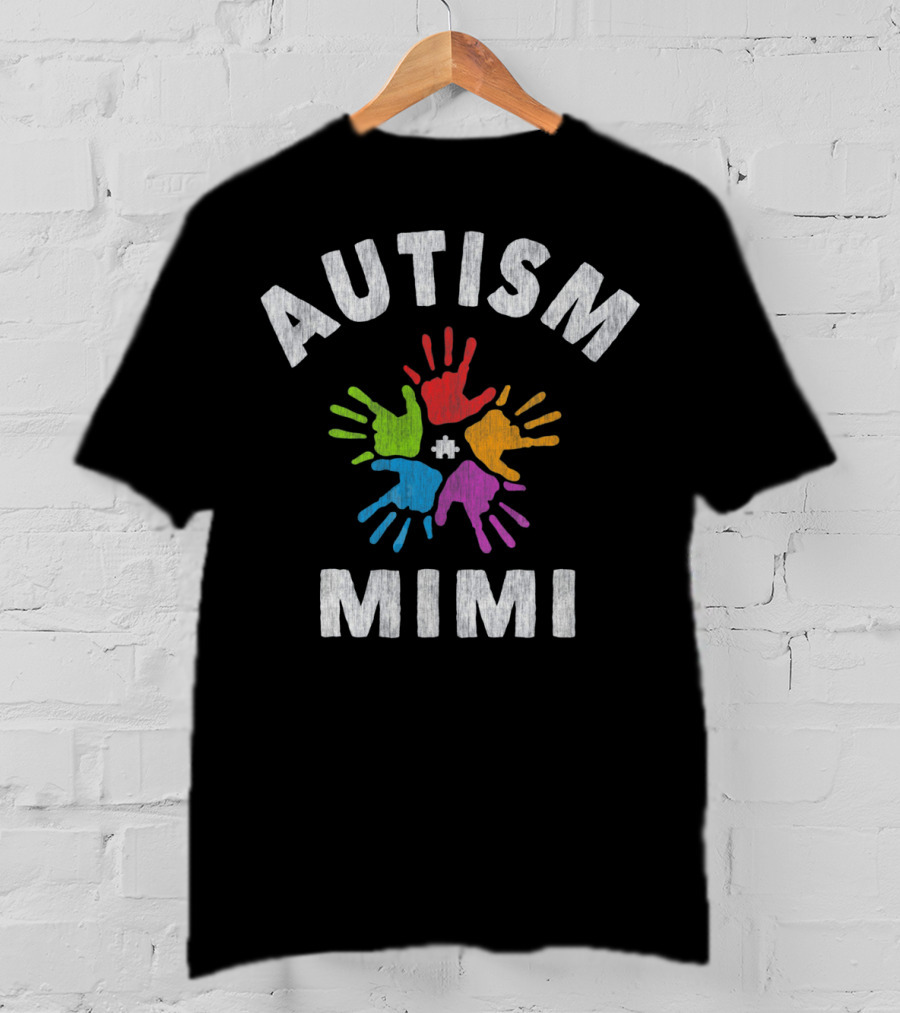Autism Awareness Autism Mimi Colorful Handprints T-Shirt