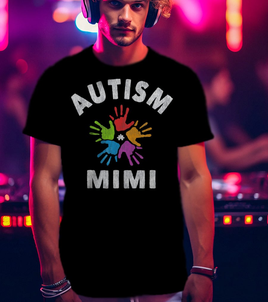 Autism Awareness Autism Mimi Colorful Handprints T-Shirt