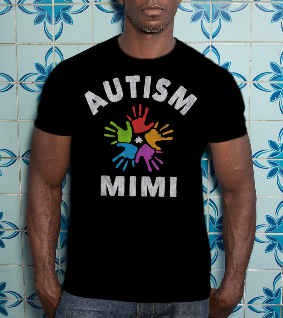 Autism Awareness Autism Mimi Colorful Handprints T-Shirt