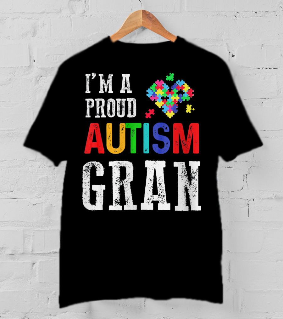 I'm A Proud Autism Gran Colorful Puzzle Pieces T-Shirt