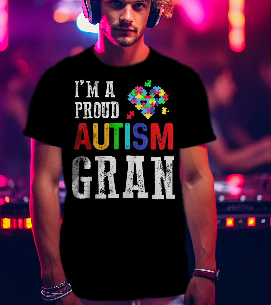 I'm A Proud Autism Gran Colorful Puzzle Pieces T-Shirt