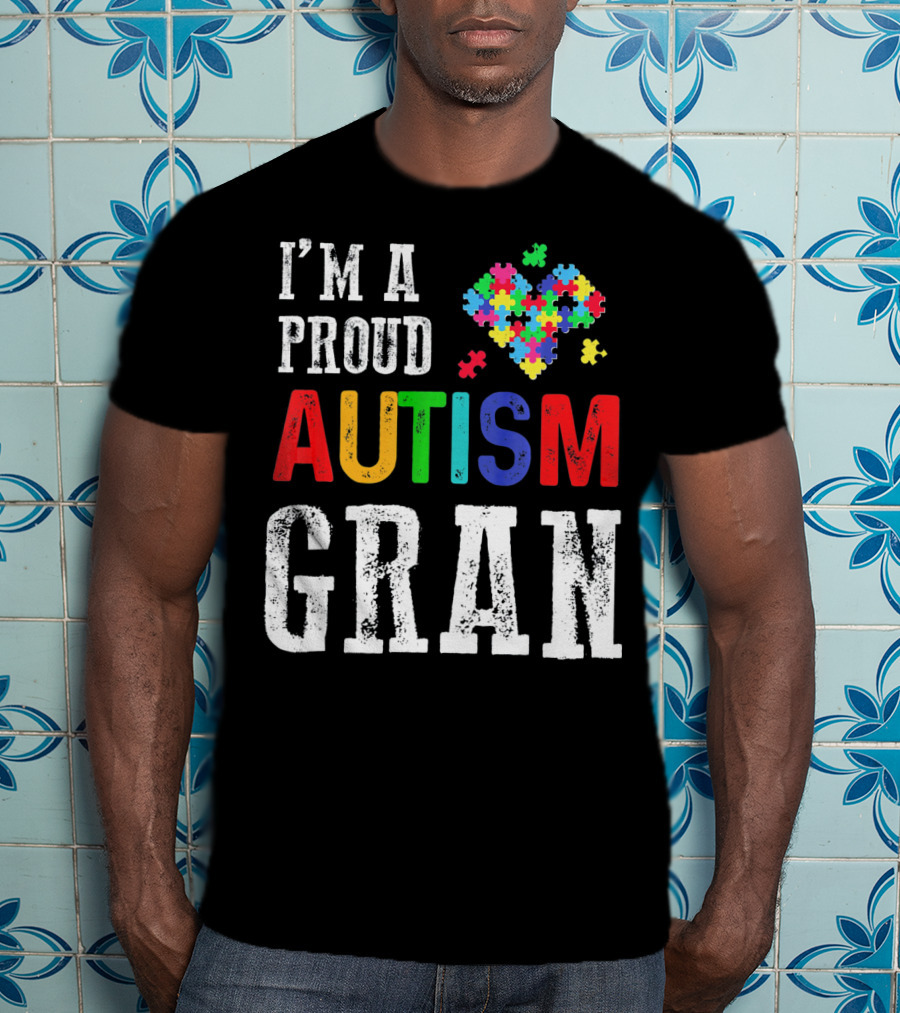 I'm A Proud Autism Gran Colorful Puzzle Pieces T-Shirt