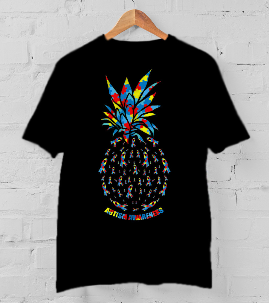 Autism Awareness Puzzle Piece Pineapple T-Shirt