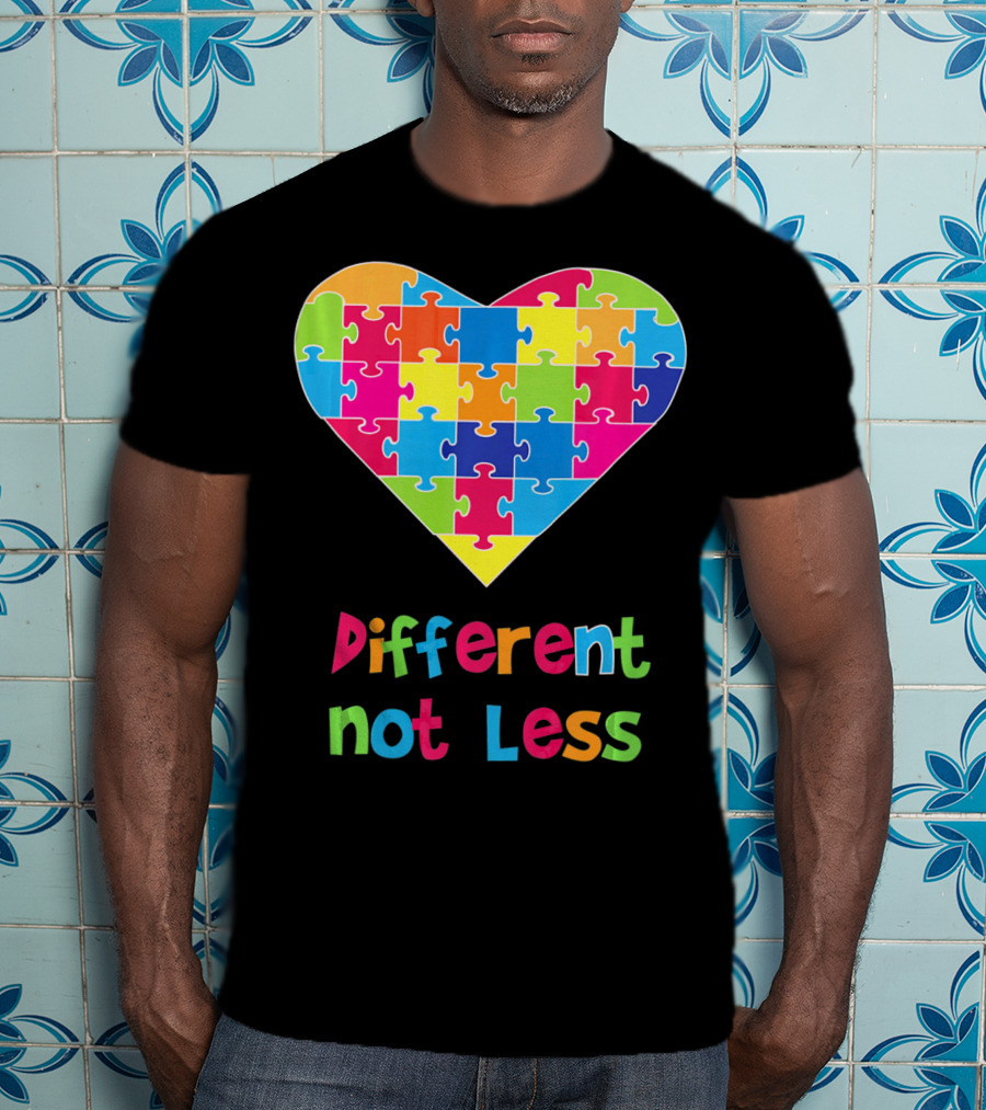 Different Not Less Autism Awareness Heart Puzzle T-Shirt