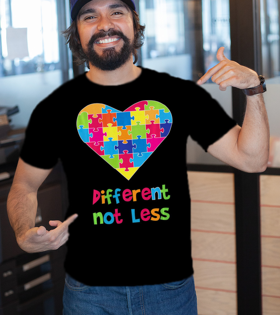 Different Not Less Autism Awareness Heart Puzzle T-Shirt