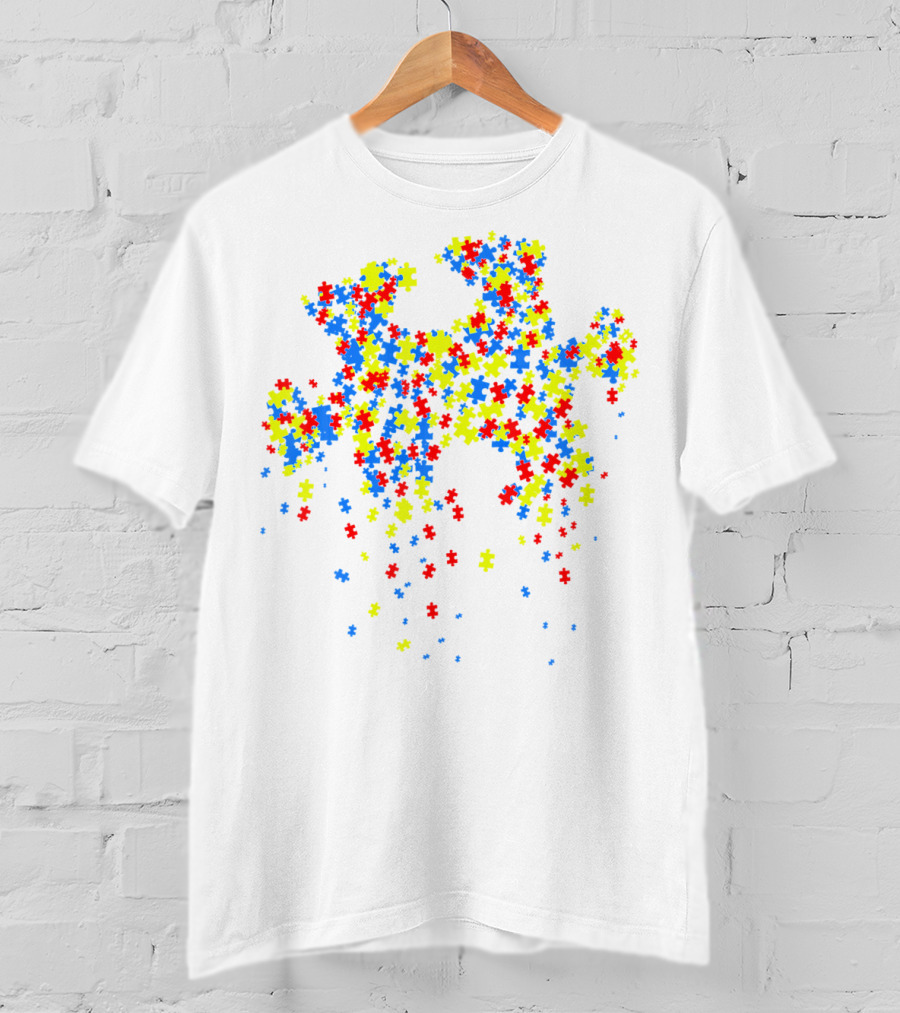 Puzzle Pieces Autism Awareness Day Colorful T-Shirt