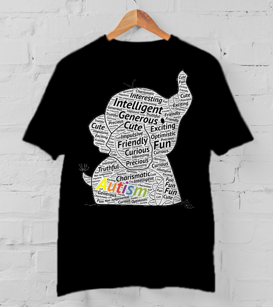 Autism Intelligent Generous Friendly Fun Elephant T-Shirt