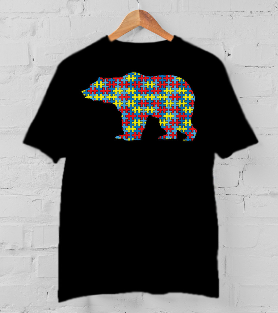 Bear Autism Awareness Kids Puzzle Pattern Mammal Animal T-Shirt