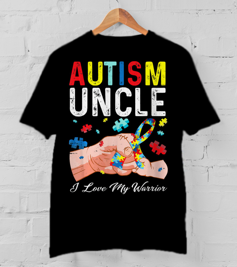 Autism Uncle I Love My Warrior Autism Awareness Puzzle T-Shirt