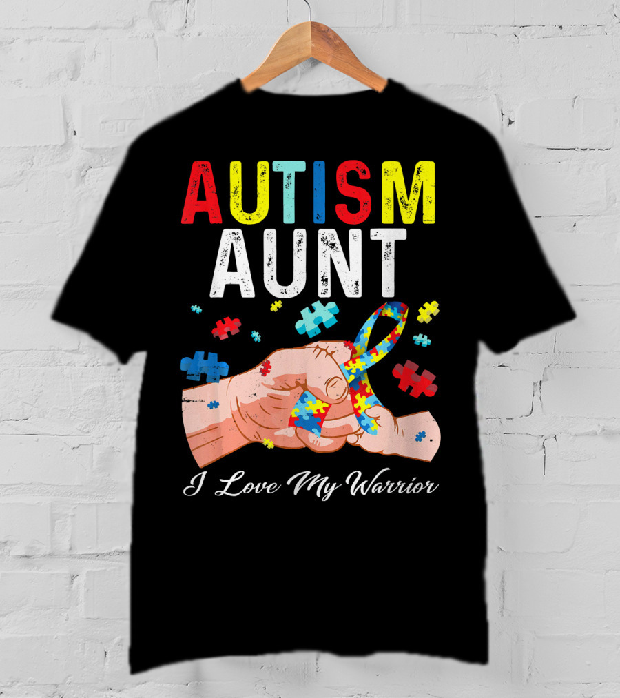 AUTISM AUNT I Love My Warrior Puzzle T-Shirt