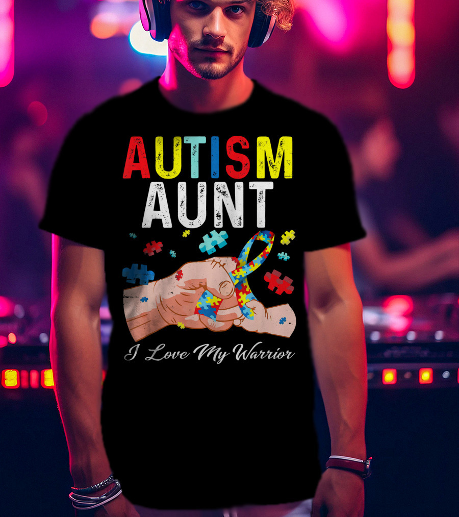 AUTISM AUNT I Love My Warrior Puzzle T-Shirt
