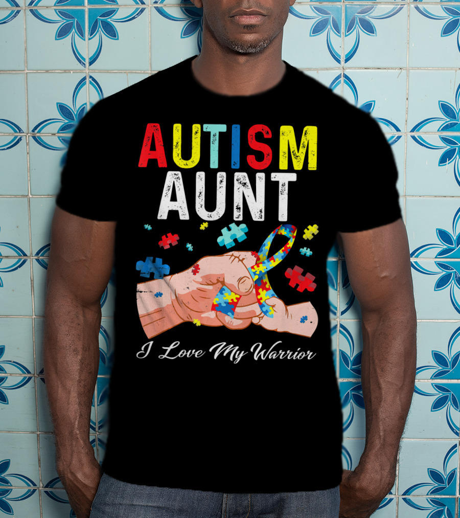AUTISM AUNT I Love My Warrior Puzzle T-Shirt