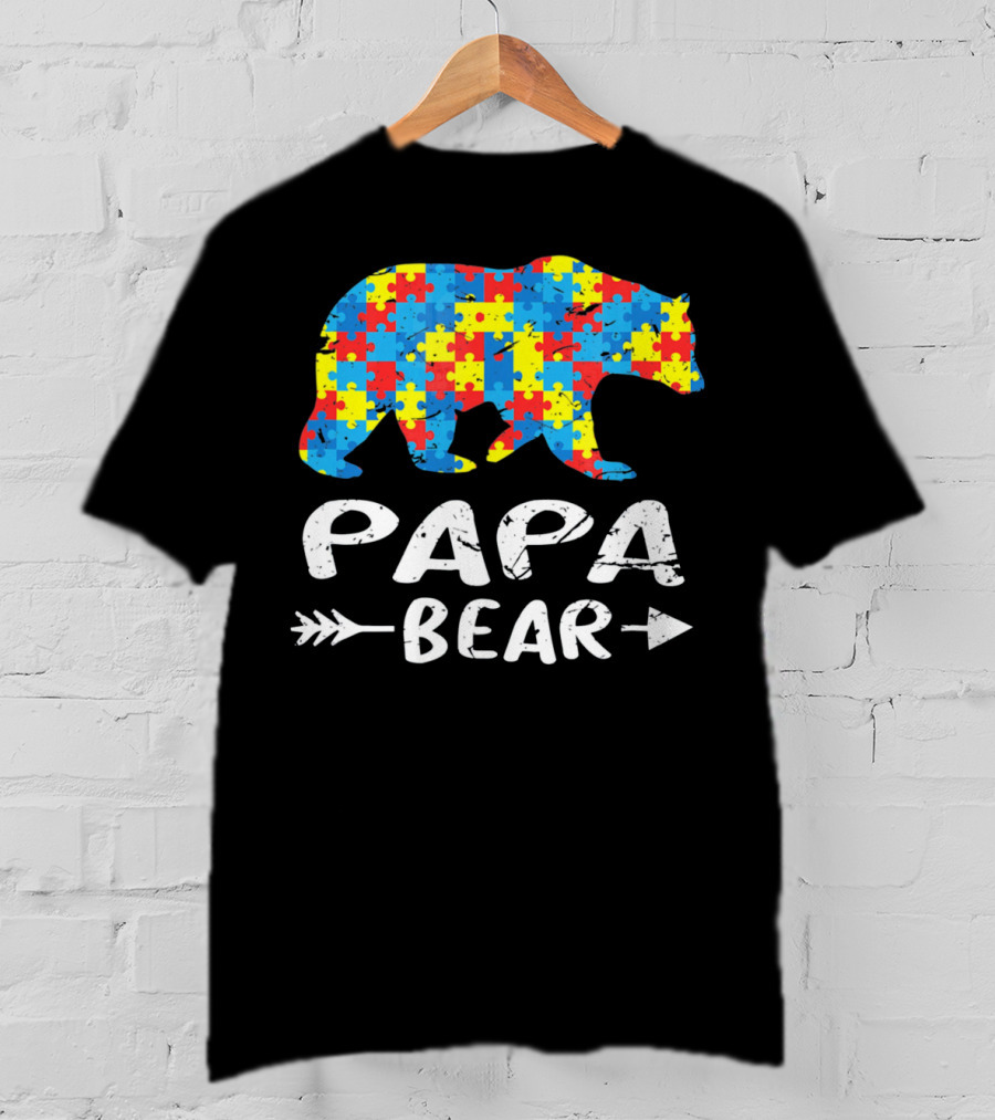 Papa Bear Autism Puzzle Spirit T-Shirt