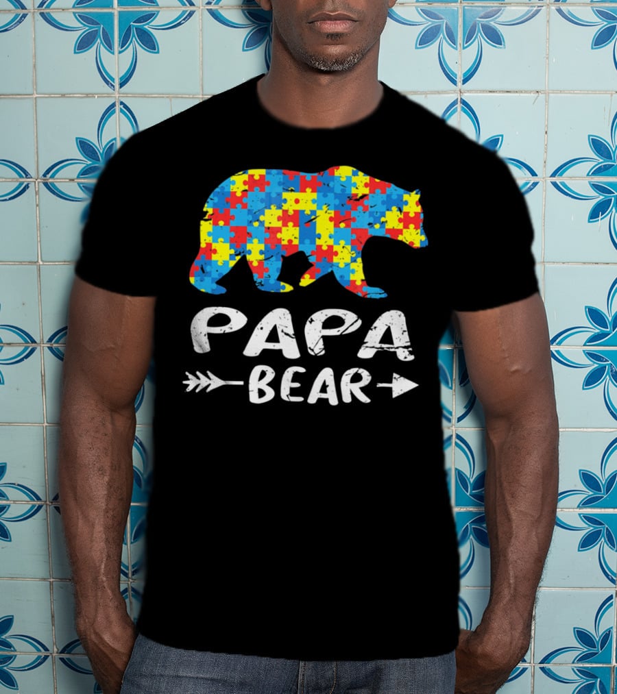 Papa Bear Autism Puzzle Spirit T-Shirt