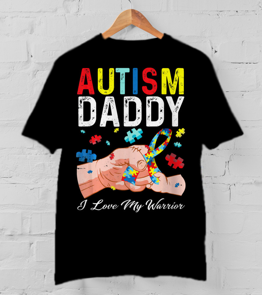 Autism Daddy I Love My Warrior Puzzle T-Shirt