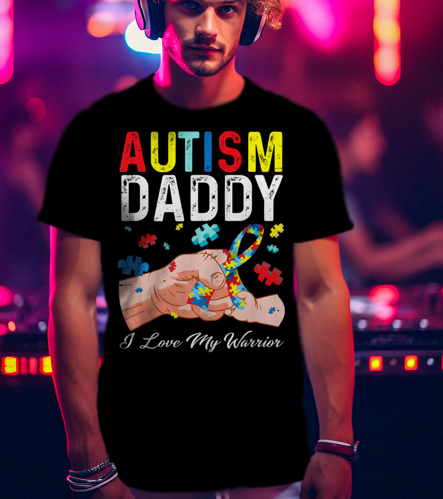 Autism Daddy I Love My Warrior Puzzle T-Shirt