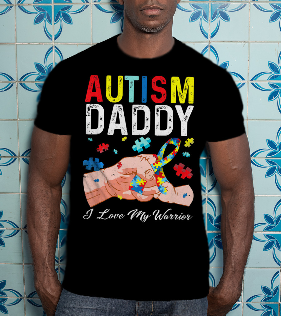 Autism Daddy I Love My Warrior Puzzle T-Shirt