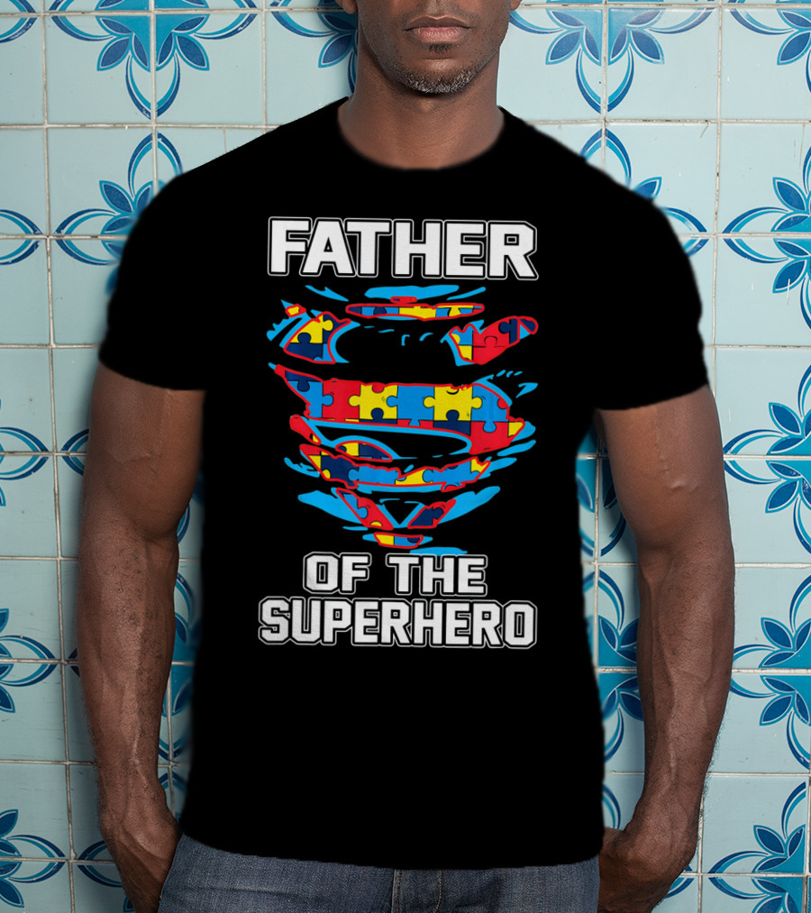Father Of The Superhero Autism Awareness Puzzle T-Shirt
