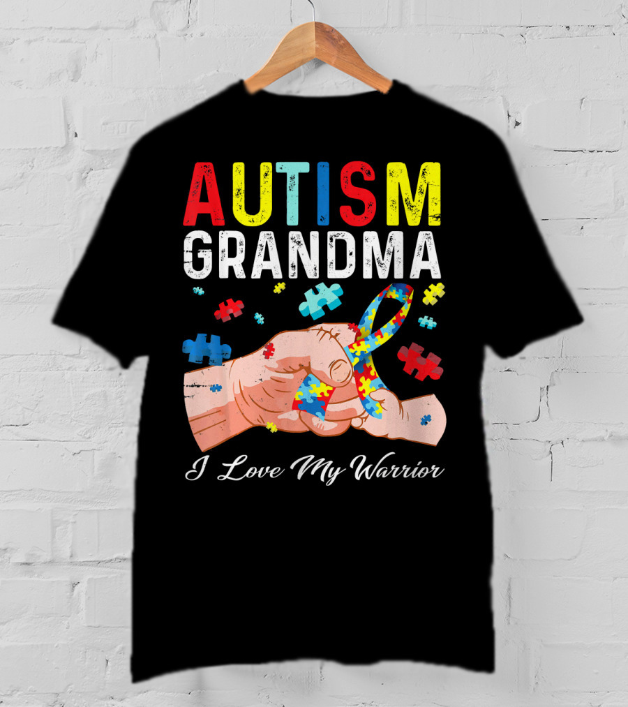 Autism Grandma I Love My Warrior Puzzle T-Shirt