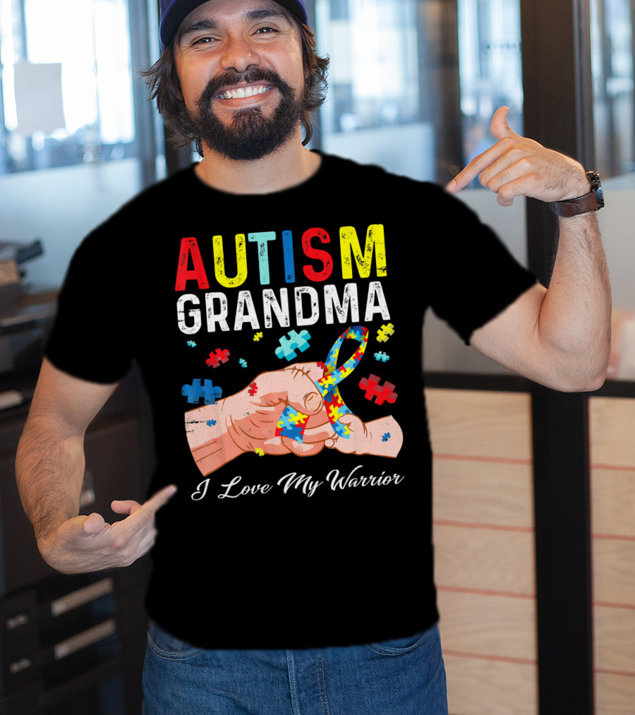 Autism Grandma I Love My Warrior Puzzle T-Shirt