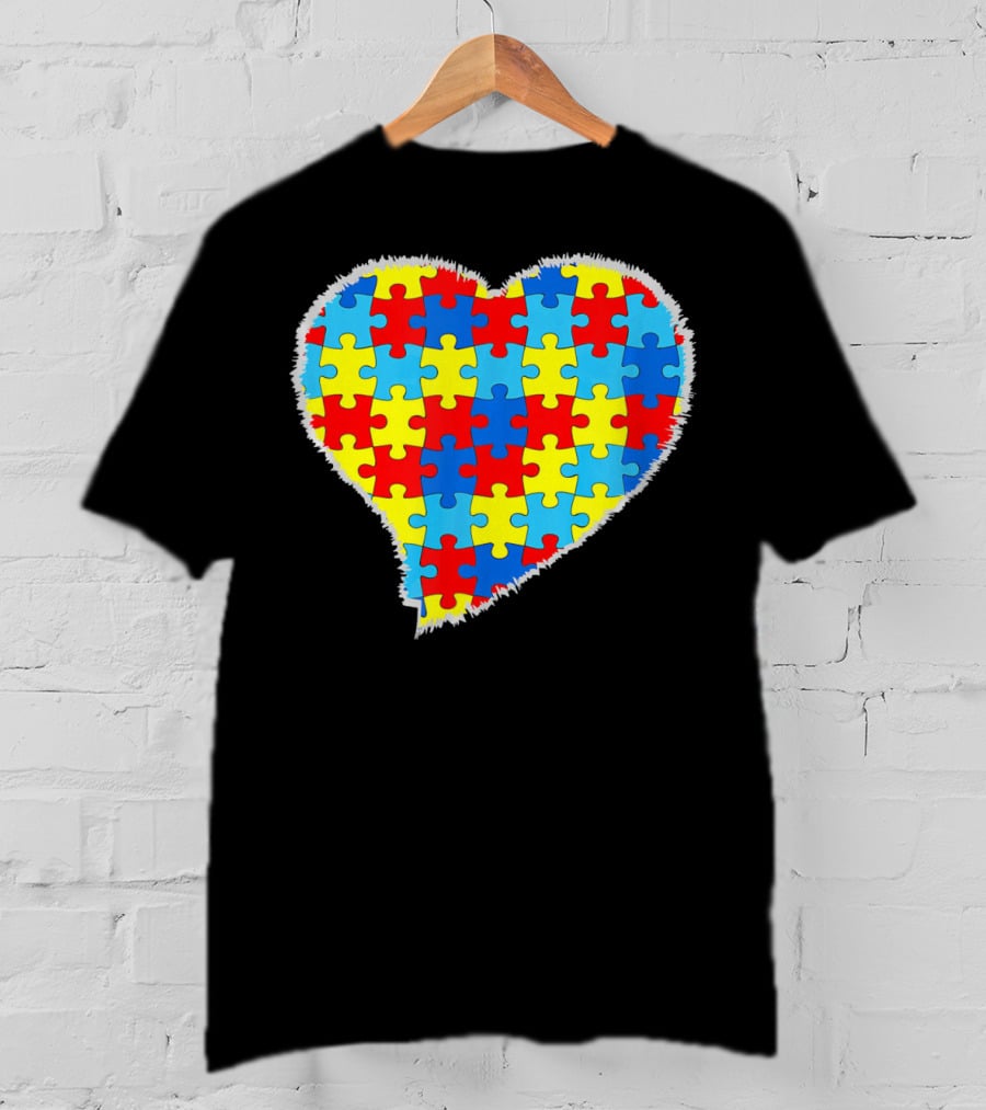 Autism Puzzle Pieces Heart Awareness T-Shirt