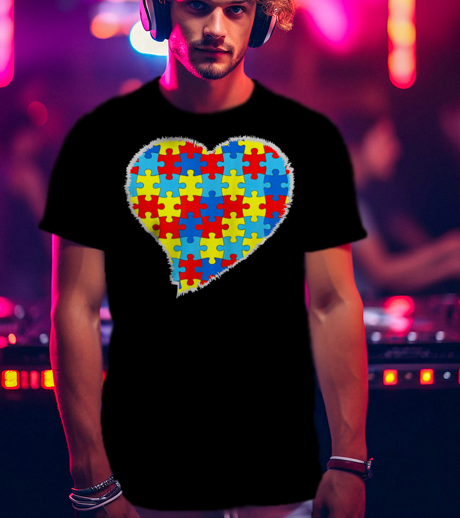 Autism Puzzle Pieces Heart Awareness T-Shirt