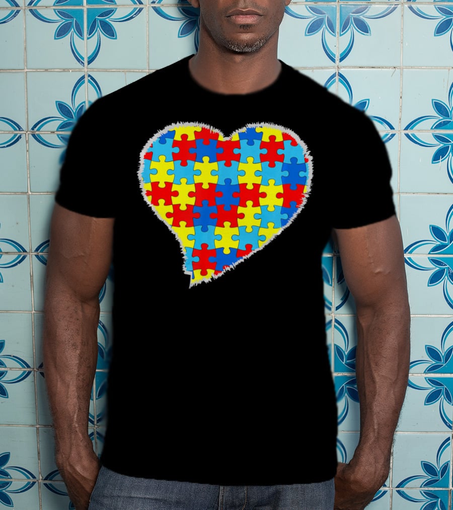Autism Puzzle Pieces Heart Awareness T-Shirt